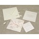 Partecipazione di nozze a origami con carta provenza rosa, nastrini di organza e raso. Interno di carta seta.