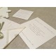Partecipazione origami con cartacuori, nastrini di organza e raso. Interno di carta seta.