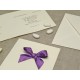 Wedding card in mulberry paper with satin bow lilac Pois