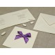 Wedding card in mulberry paper with satin bow lilac Pois