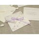 Wedding invitation origami in paper provence lilac, organza and satin ribbons. Interior silk paper. 