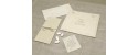 Wedding card paper mulberry natural, forming crisscross booklet.