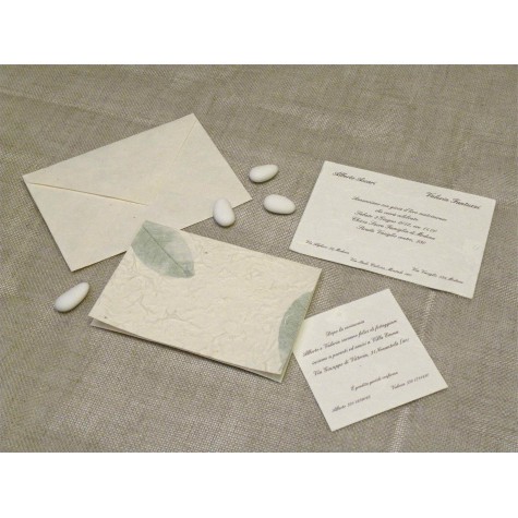 Wedding card with paper leaf green