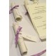 Wedding Invitation, papyrus paper purple provence, ribbons of organza and satin. silk paper inside