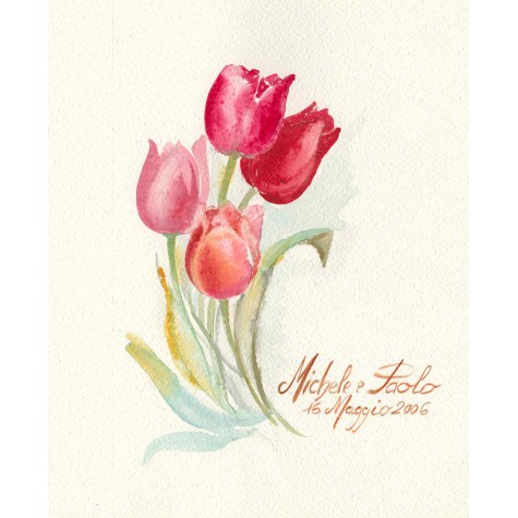 Decoro acquarello per album foto, Tulipano