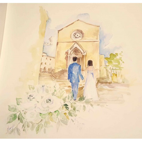 Decoration for wedding albums, wedding couple and church