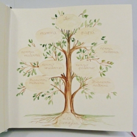 Decoration for book of the newborn, family tree