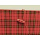 Document holder with compartments lined with tartan fabric closure leather lace and red frogging closed.