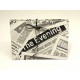 Documents compartments covered in fabric printed newspaper with closure leather lace