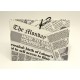 Documents compartments covered in fabric printed newspaper with closure leather lace