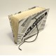 Documents compartments covered in fabric printed newspaper with closure leather lace