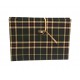 Document holder made of green tartan wool fabric with leather closure