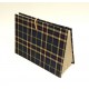 Document holder made of green tartan wool fabric with leather closure
