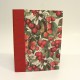 Cookbook made with paper printed with cherries and red canvas back