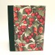 Cookbook made with paper printed with cherries and green canvas back